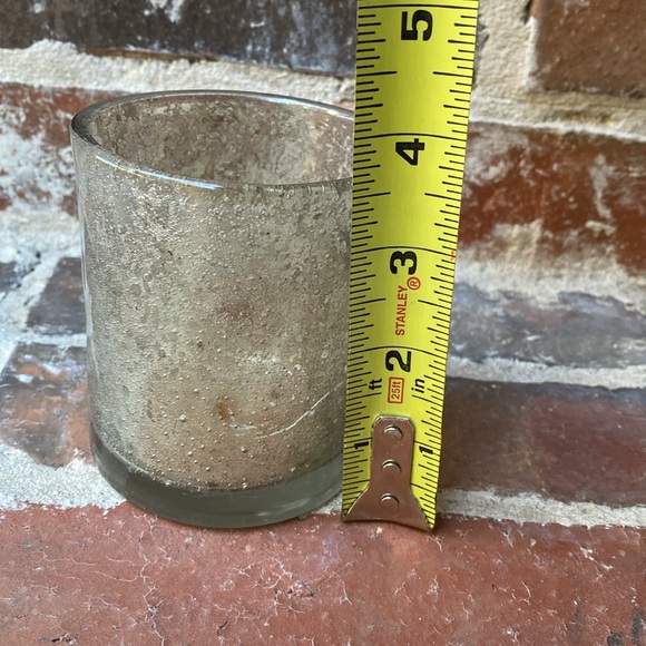 Crate & Barrel Bubbled Silver Glass Votive Candle Holders Set of 2 - Picture 13 of 16